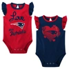 Outerstuff Girls Newborn & Infant Navy/red New England Patriots Spread The Love 2-pack Bodysuit Set In Navy