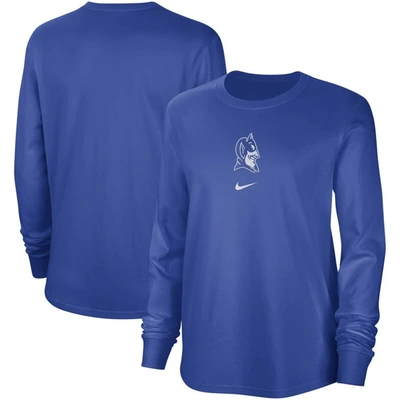 Nike Duke  Women's College Crew-neck Long-sleeve T-shirt In Blue