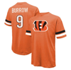 Majestic Men's  Threads Joe Burrow Orange Distressed Cincinnati Bengals Name And Number Oversize Fit In Orange