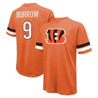 Majestic Men's  Threads Joe Burrow Orange Distressed Cincinnati Bengals Name And Number Oversize Fit