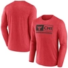 Fanatics Branded Heather Red Chicago Bulls Three-point Play T-shirt In Heather Red