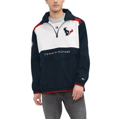 TOMMY HILFIGER TOMMY HILFIGER NAVY/WHITE HOUSTON TEXANS CARTER HALF-ZIP HOODED TOP