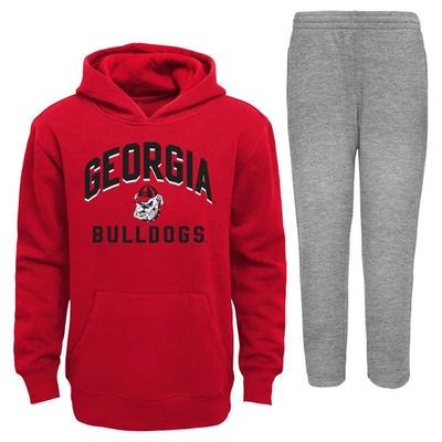 OUTERSTUFF INFANT RED/GRAY GEORGIA BULLDOGS PLAY-BY-PLAY PULLOVER FLEECE HOODIE & PANTS SET