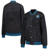 THE WILD COLLECTIVE THE WILD COLLECTIVE  BLACK CHARLOTTE FC DENIM FULL-BUTTON BOMBER JACKET
