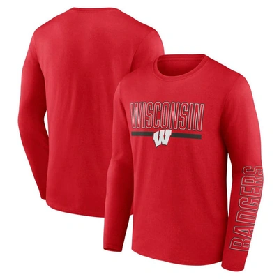 PROFILE PROFILE RED WISCONSIN BADGERS BIG & TALL TWO-HIT GRAPHIC LONG SLEEVE T-SHIRT