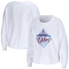 WEAR BY ERIN ANDREWS WEAR BY ERIN ANDREWS WHITE HOUSTON OILERS GRIDIRON CLASSICS DOMESTIC CROPPED LONG SLEEVE T-SHIRT