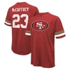 Majestic Men's  Threads Christian Mccaffrey Scarlet Distressed San Francisco 49ers Name And Number Ov In Scarlet