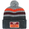 47 '47 CHARCOAL VIRGINIA TECH HOKIES STACK STRIPED CUFFED KNIT HAT WITH POM