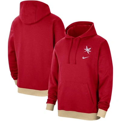 Nike Ohio State  Men's College Retro Fleece Hoodie In Red