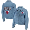 Wear By Erin Andrews Chicago Bulls Full-snap Denim Jacket In Denim