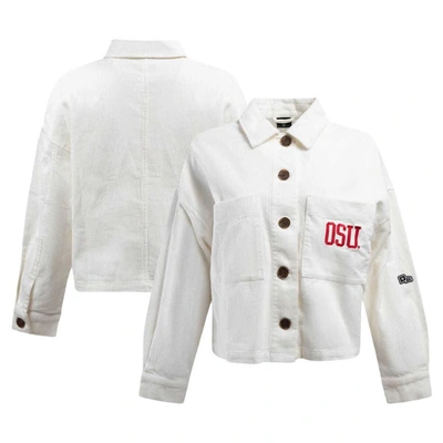Hype And Vice White Ohio State Buckeyes Corduroy Button-up Jacket