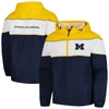 G-III SPORTS BY CARL BANKS G-III SPORTS BY CARL BANKS NAVY MICHIGAN WOLVERINES CENTER LINE HALF-ZIP RAGLAN HOODIE JACKET