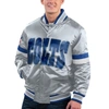 Starter Gray Indianapolis Colts Gridiron Classics Home Game Satin Full-snap Varsity Jacket In Gray
