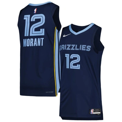Nike Ja Morant Navy Memphis Grizzlies Authentic Jersey In Blue