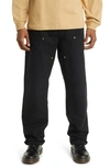 Stone Island Double Knee Panelled Straight-leg Trousers In Black