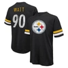 Majestic Men's  Threads T.j. Watt Black Distressed Pittsburgh Steelers Name And Number Oversize Fit T In Black