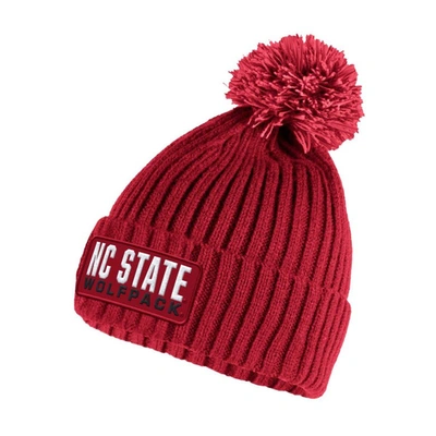 ADIDAS ORIGINALS ADIDAS RED NC STATE WOLFPACK MODERN RIBBED CUFFED KNIT HAT WITH POM