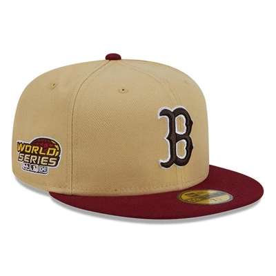 New Era Men's  Vegas Gold, Cardinal Boston Red Sox 59fifty Fitted Hat In Vegas Gold,cardinal