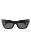 Burberry Be4405f Tb Monogram Acetate Cat-eye Sunglasses In Dark Grey