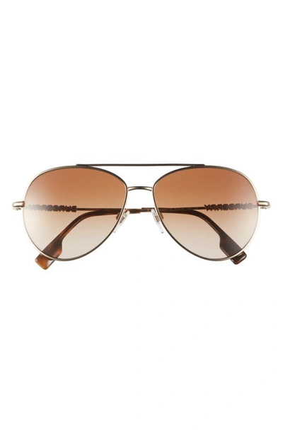 Burberry 58mm Gradient Aviator Sunglasses In Light Gold