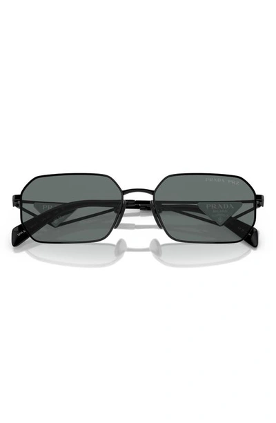 Prada Polarized Steel Rectangle Sunglasses In Black