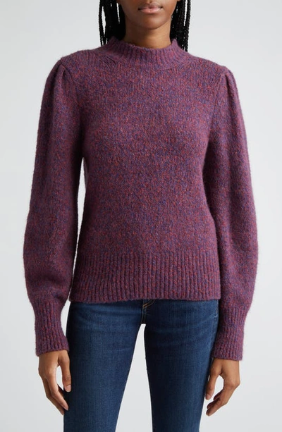 Veronica Beard Komal Knit Puff-sleeve Sweater In Red Multi