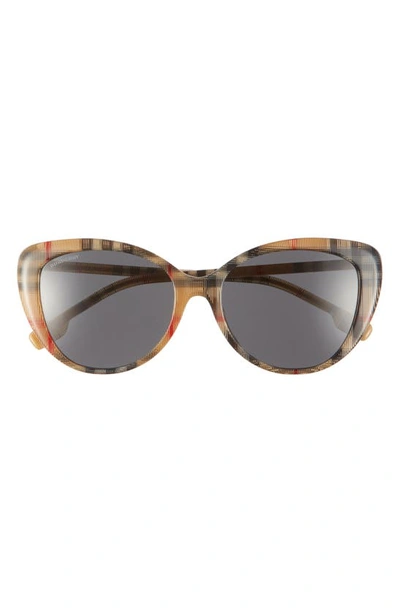 Burberry Check Acetate Cat-eye Sunglasses In Gunmetal