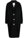 Patou Single-breasted Wool-blend Coat In Nero
