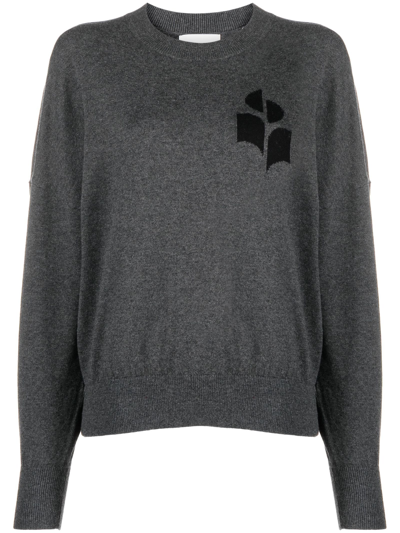 Marant Etoile Atlee Intarsia-knit Logo Jumper In Grey