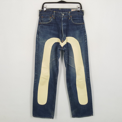 Pre-owned Evisu X Vintage Evisu Streetwear Custom Daicock Style Jeans In Blue Jean