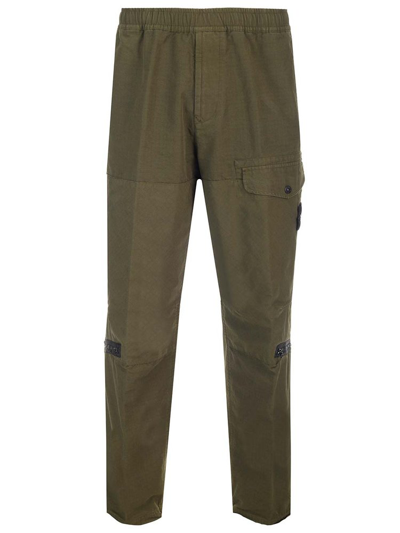 Stone Island Compass Patch Pants In Green