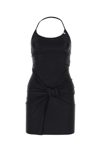 Alyx Swirl Stretch Satin Mini Dress In Black