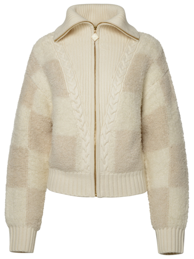 Casablanca Checked Boucle Cardigan In White
