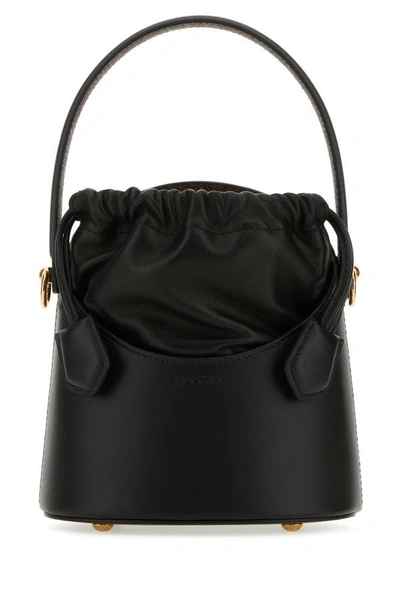 Etro Woman Black Leather Saturno Mini Bucket Bag