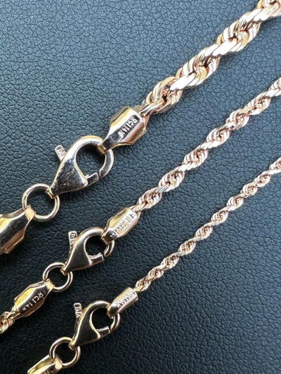 Pre-owned Harlembling Solid 14k Rose Gold Men's Women's Real Rope Chain Necklace 1.5mm-4mm In Pink