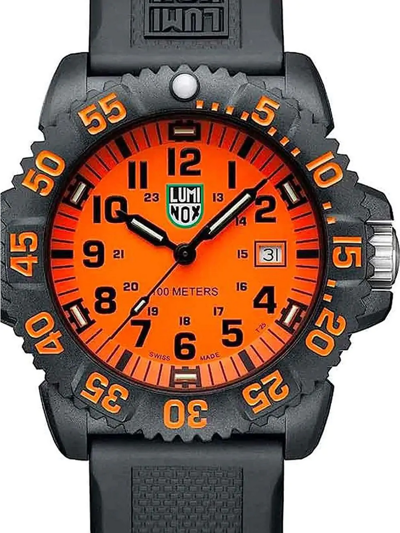 Pre-owned Luminox Sea Lion Orange Dial Men's Military Watch X2.2059.1