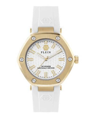 Pre-owned Philipp Plein Womens The Hexagon Gold 38mm Strap Fashion Watch