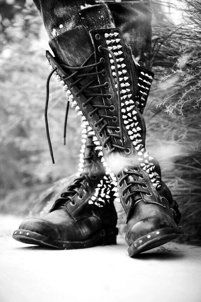 Pre-owned Handmade Custom Men Gothic Punk Rock Silver Studded High Boots, Men Studded Boots