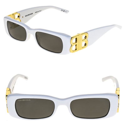 Pre-owned Balenciaga Dynasty 0096 White Gold 011 Bb Logo Narrow Viral Sunglasses Bb0096 In Gray