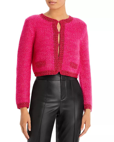 Pre-owned Alice And Olivia Noella Sequin Embellished Bouclé Cardigan - Retail $595 In Pink