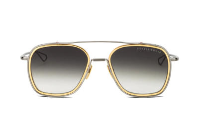 Pre-owned Dita System One Aviator Sunglasses, Black Palladium/gold - Retail $695 In Grey Gradient