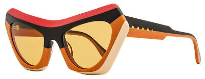 Pre-owned Marni Devil's Pool Striped Sunglasses P1n Red/black/orange 56mm In Orange Tan