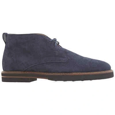 Pre-owned Tod's Tods Men's Galaxy Suede Lace-up Derby Boots In Blue