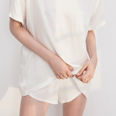 Lunya Washable Silk Tee Set In Tranquil White