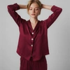 Lunya Washable Silk Long Sleeve Pant Set In Calliope Wine