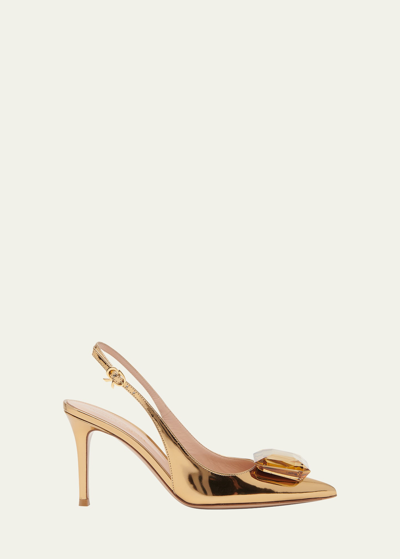 Gianvito Rossi Jaipur Metallic Jewel Slingback Pumps In Mekong