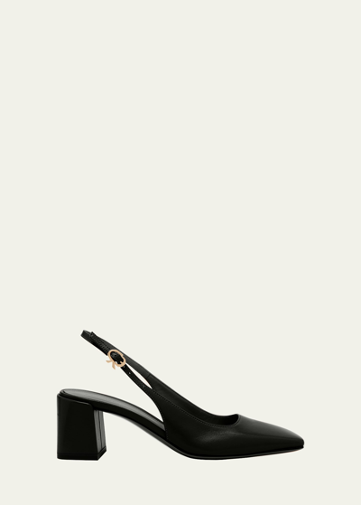 Gianvito Rossi Lambskin Square-toe Slingback Pumps In Black