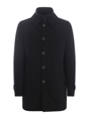 Herno Single-breasted Padded Jacket In Blu Scuro