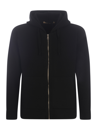 Yes London Hooded Sweater  In Nero