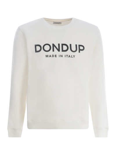 Dondup Logo-print Cotton Sweatshirt In Bianco